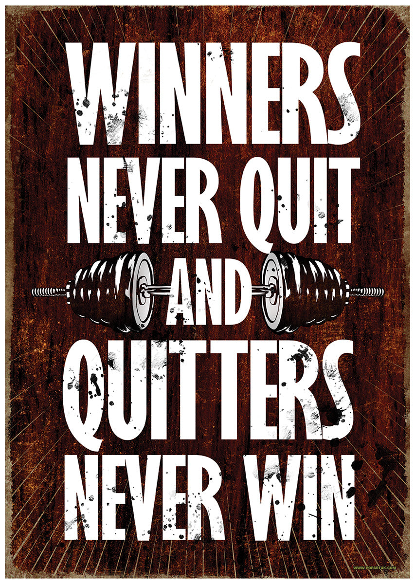 Winners Never Quit And Quitters Never Win Framed Wall outlet Art Canvas